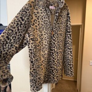 Leopard Print Fleece Pullover